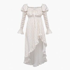 SLEEPER Juliette Wild Angel Elegant Soft Shirred Asymmetric Dress Mimosa